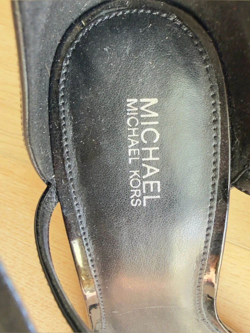 MICHAEL Michael Kors Ava Mid Patent Leather Strappy Sandal Black Size 10